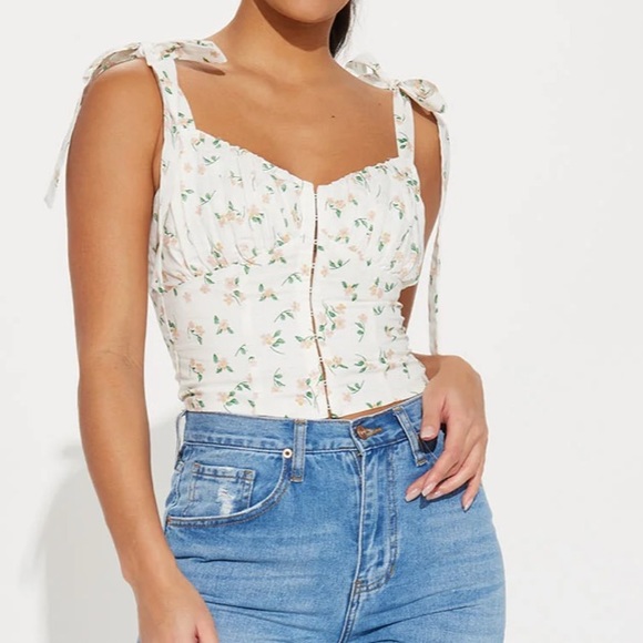 Fashion Nova Brunch date linen corset top small 🌸 - Picture 1 of 3